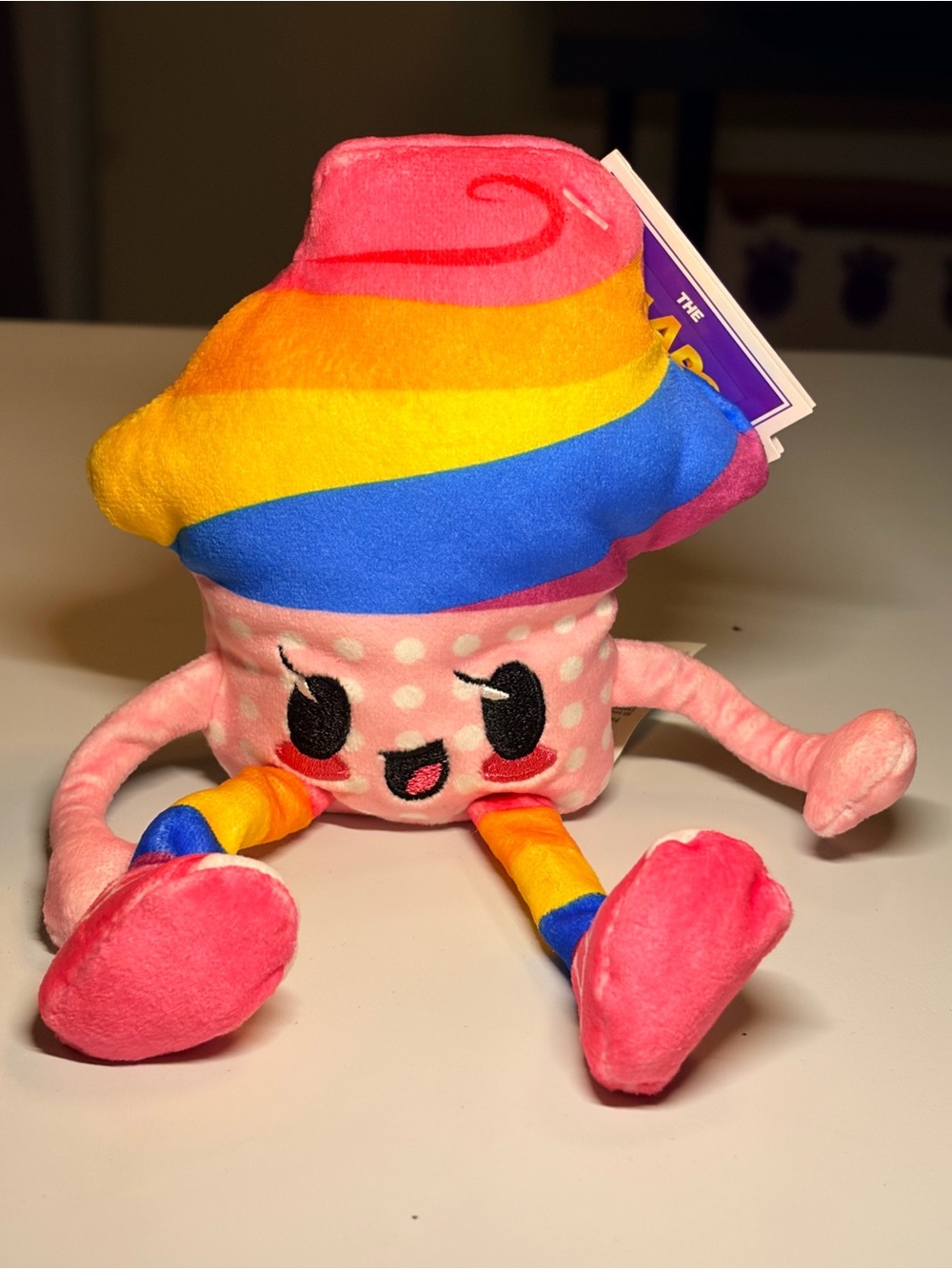 Pineapple popcorn Colorful Rainbow Cupcake Plush Toy - Pink